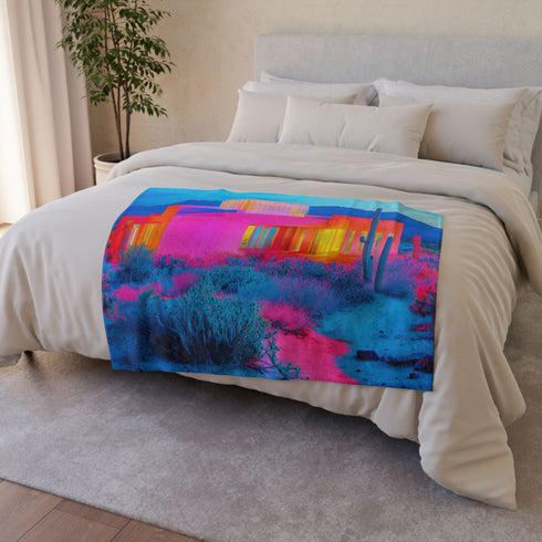 Desert Mirage Hiding Neon Palace Plush Fleece Throw Blanket