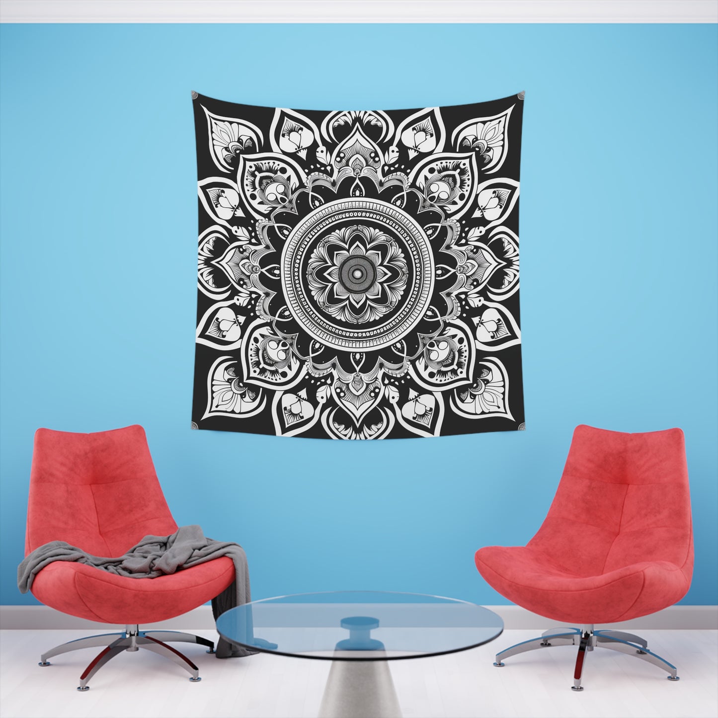 Mandala Meditation: A Tapestry of Mindfulness | Wall Tapestry | All Over Print, AOP, Decor, Halloween, Home & Living, Home Decor, Indoor, Spring Essentials, Sublimation, Tapestry | Prints with Passion