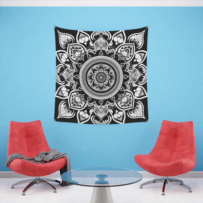 Mandala Meditation: A Tapestry of Mindfulness | Wall Tapestry | All Over Print, AOP, Decor, Halloween, Home & Living, Home Decor, Indoor, Spring Essentials, Sublimation, Tapestry | Prints with Passion