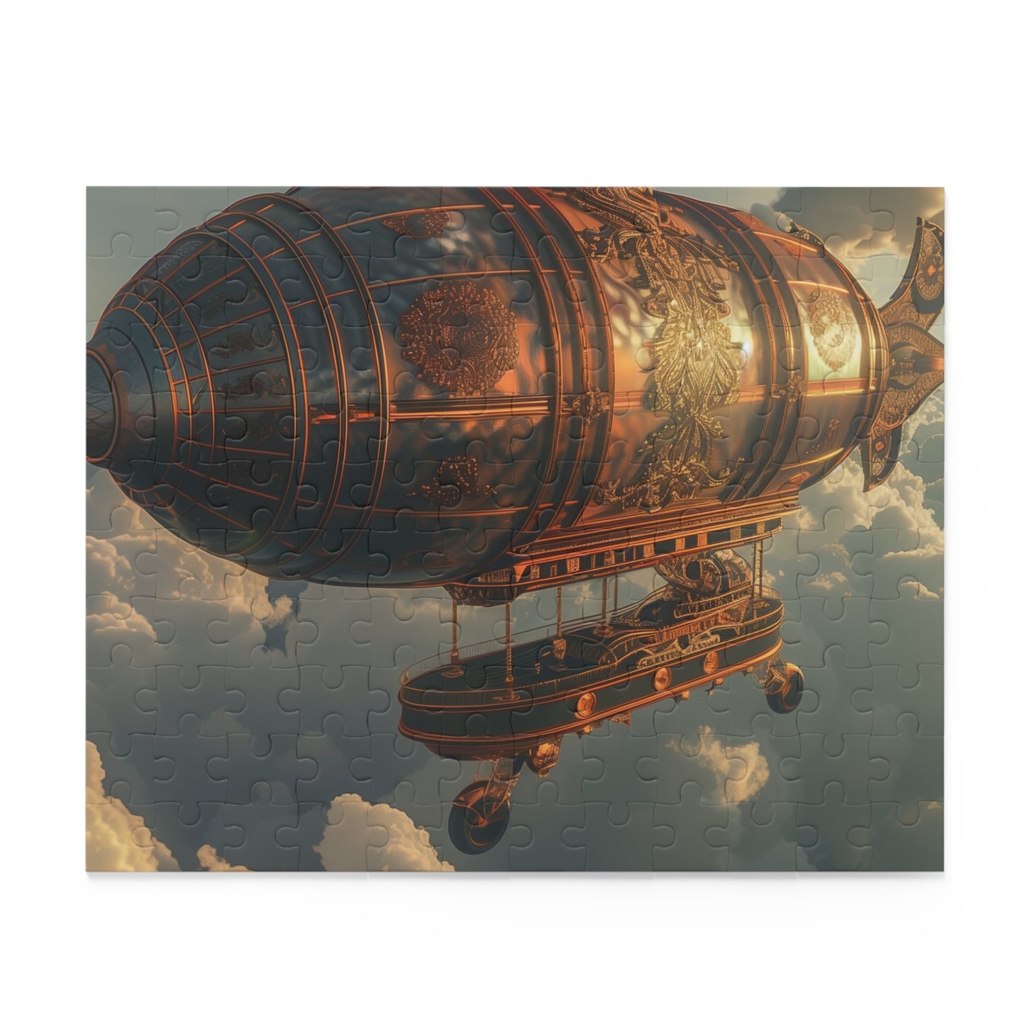 "Skybound Steampunk Airship Jigsaw Puzzle - Intricate design with vibrant colors"