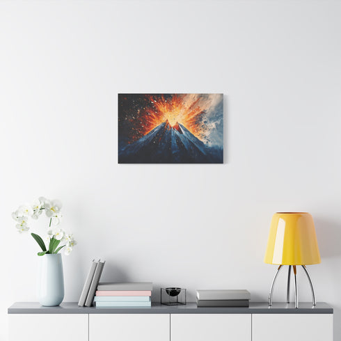 Geometric Volcano Erupting Light Shards — Canvas Wall Art — Kiln-Dried Pine Frame & Ready-to-Hang Back View