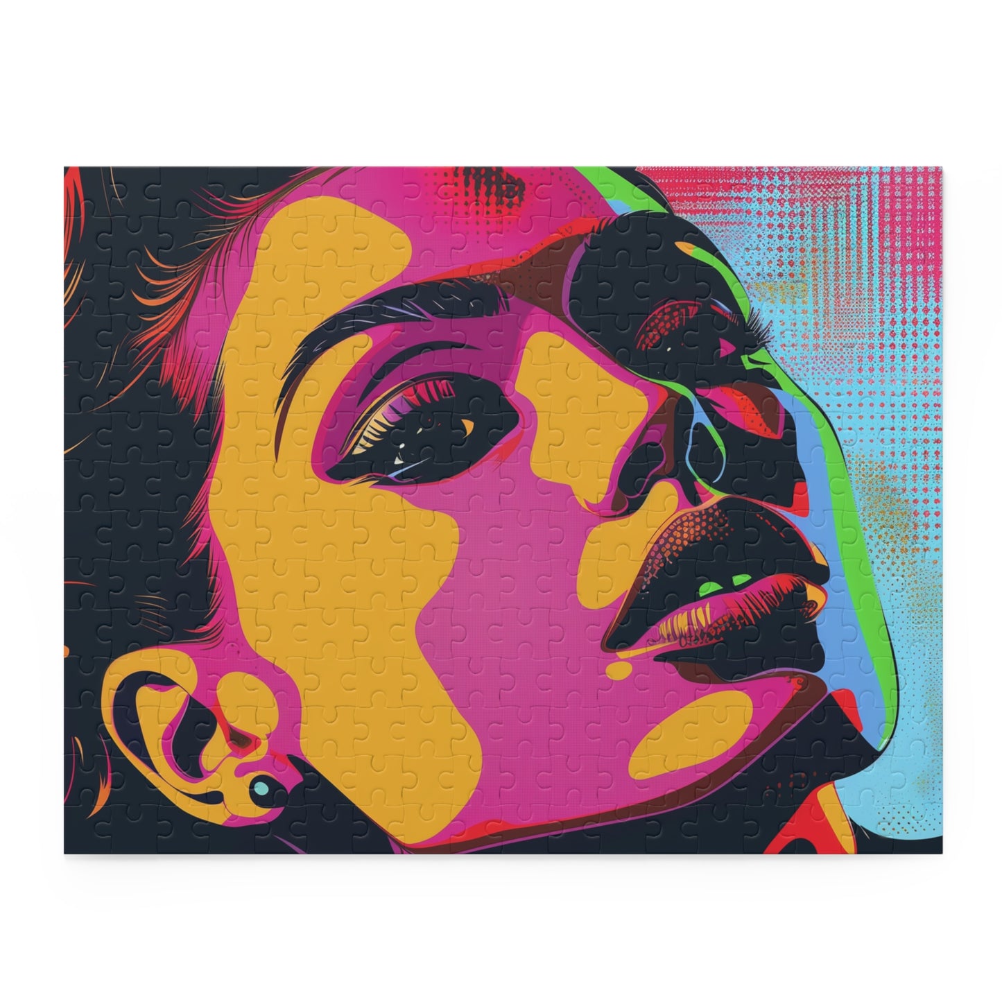 "Vibrant Pop Art Portrait Jigsaw Puzzle for Art Lovers and Enthusiasts"