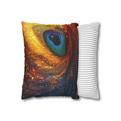 Vortex of Feathers and Starlight (Edition II) — 40×40 Cushion Cover — Sofa & Living Room Lifestyle View