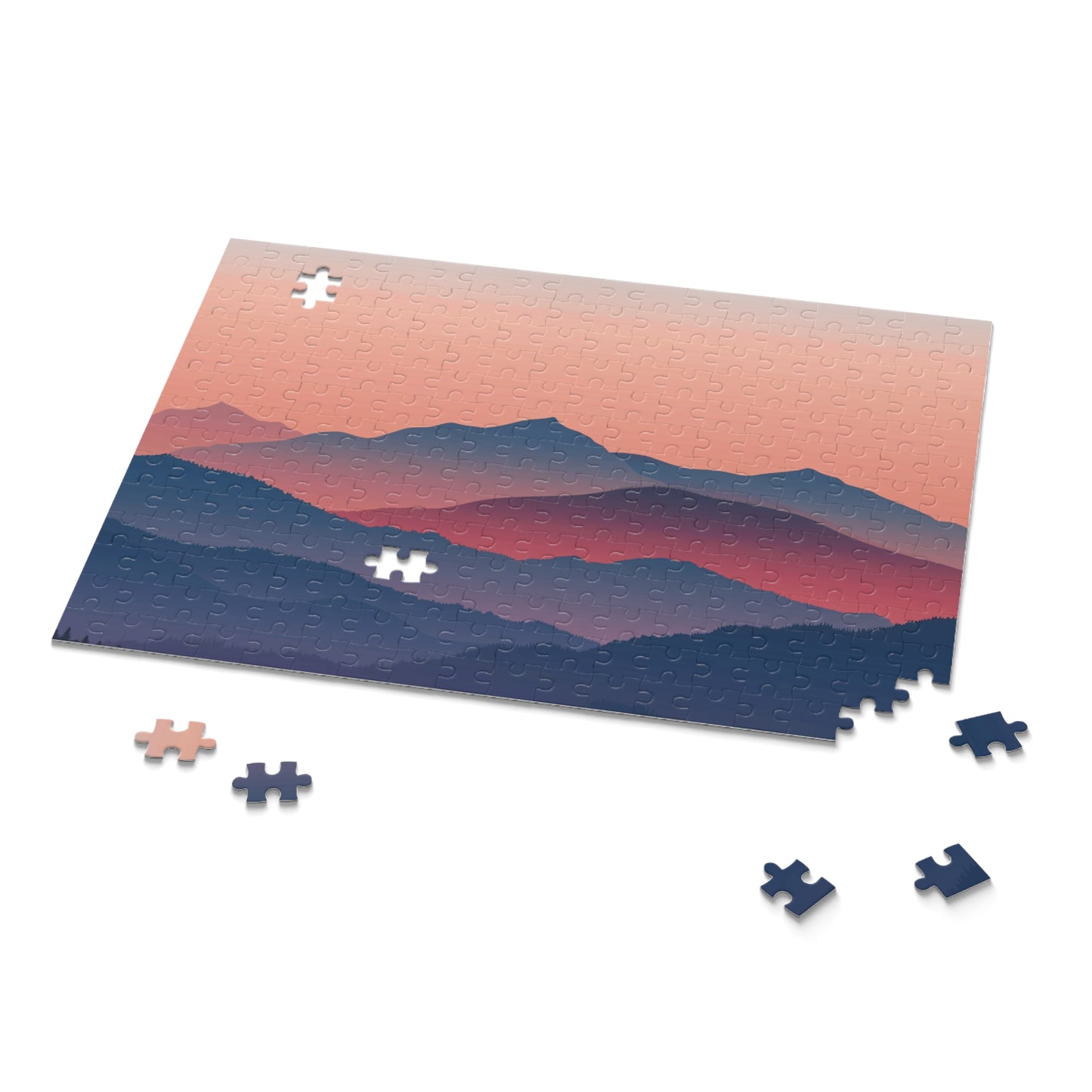 "Serene Mountain View Jigsaw Puzzle - Relaxing nature scene for mindful puzzling"