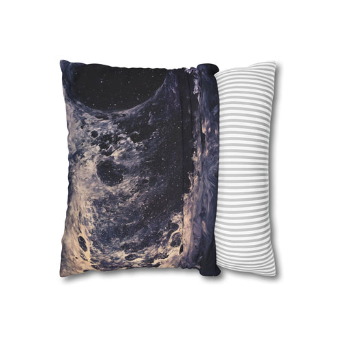 Black Hole Pulling in Stardust (Edition II) — 40×40 Cushion Cover — Sofa & Living Room Lifestyle View