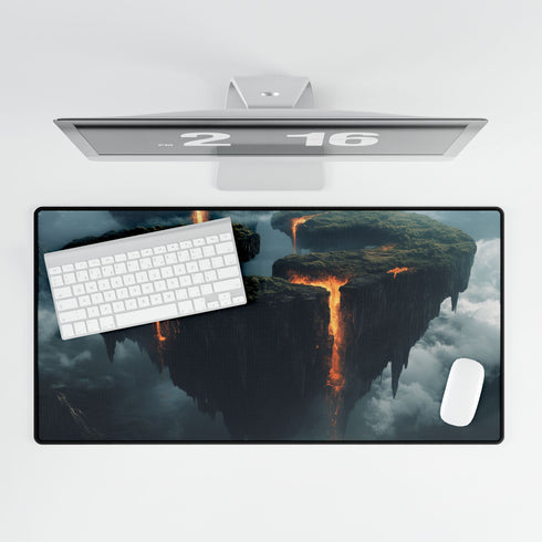 Floating Islands Orbiting a Volcano — XL & XXL Desk Mat — Product Detail View 5