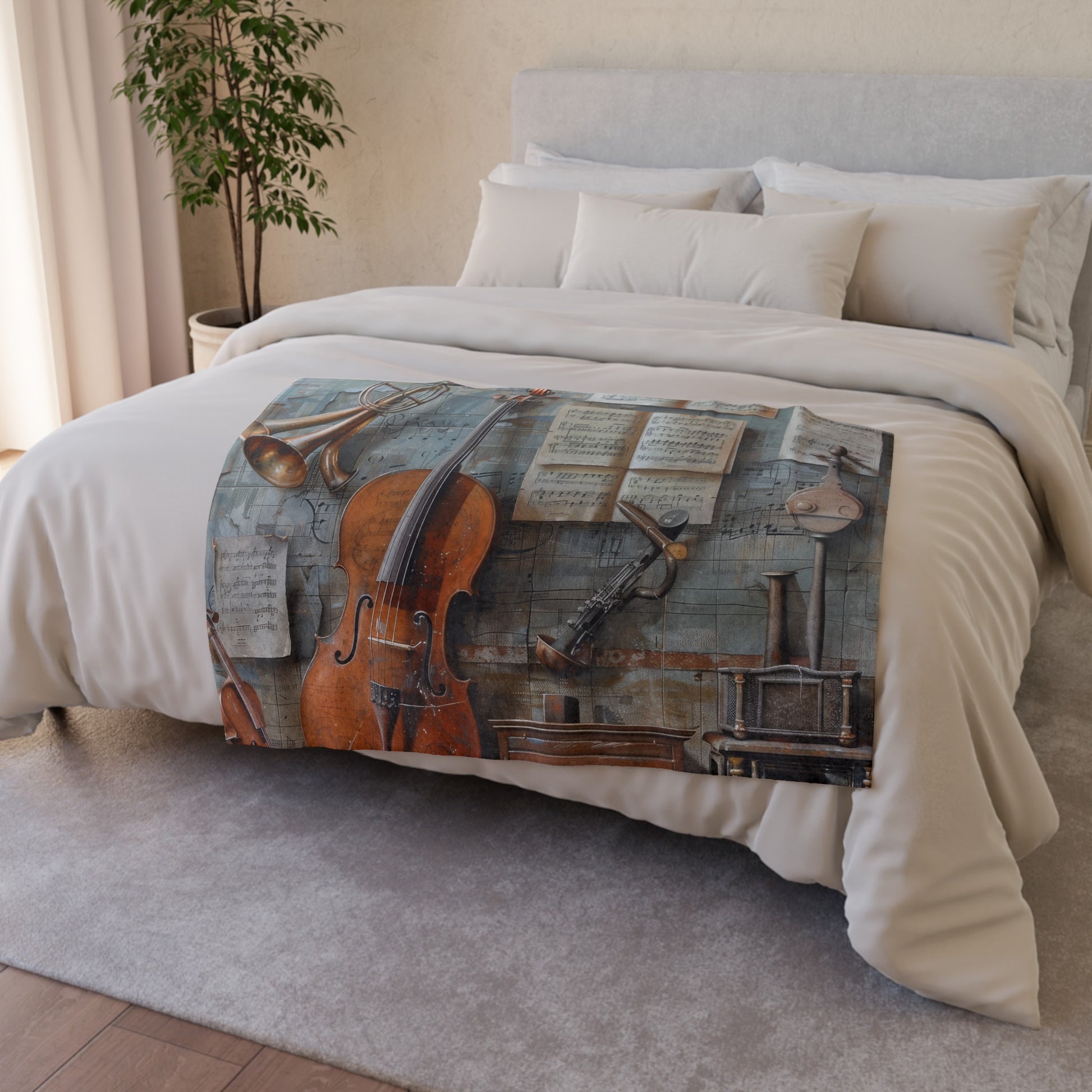 this blanket is a visual symphony for music enthusiasts. Made with soft