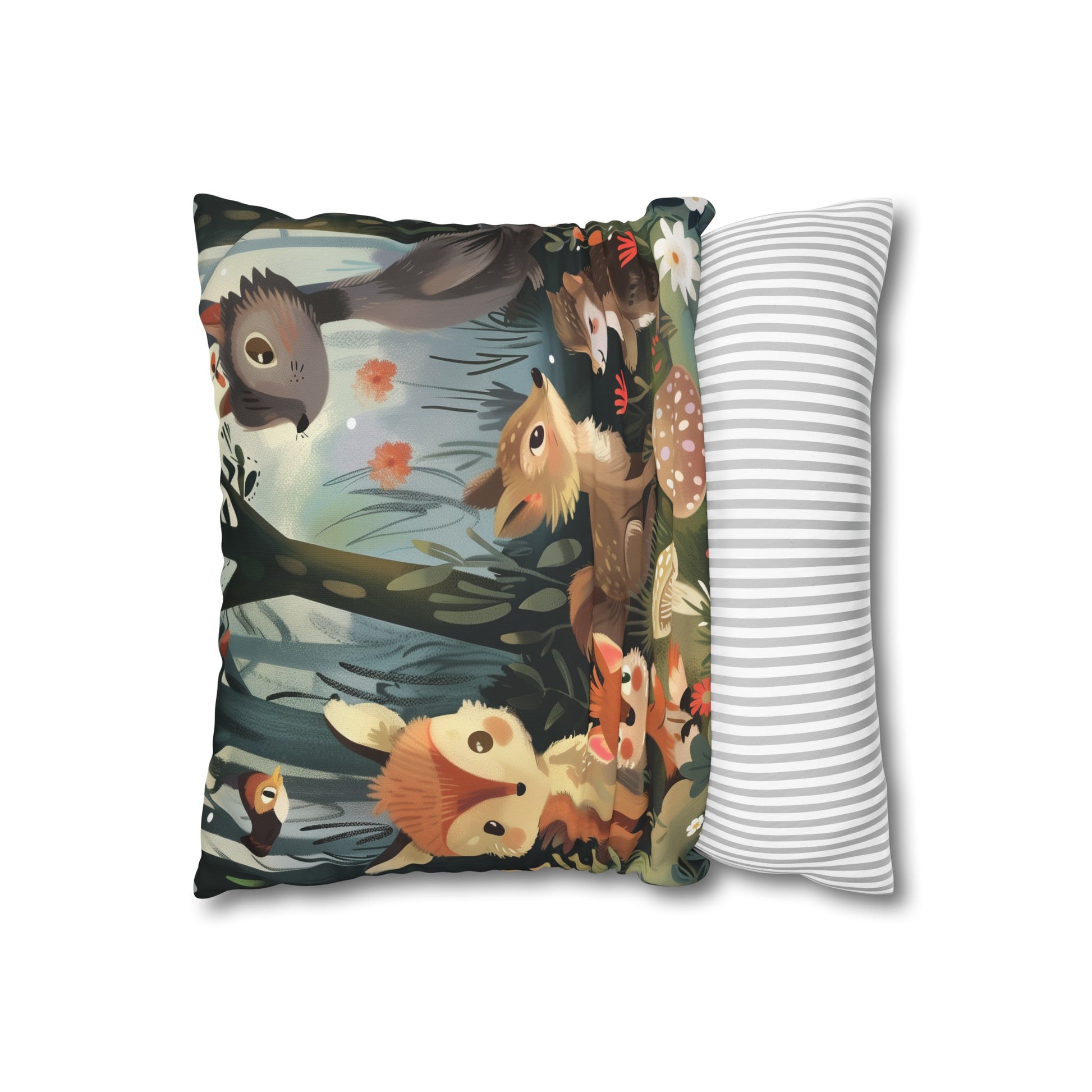 Whimsical Woodland Pillowcase - Enchanting forest creatures design, high-quality material, perfect for all seasons, great gift option. Buy now!