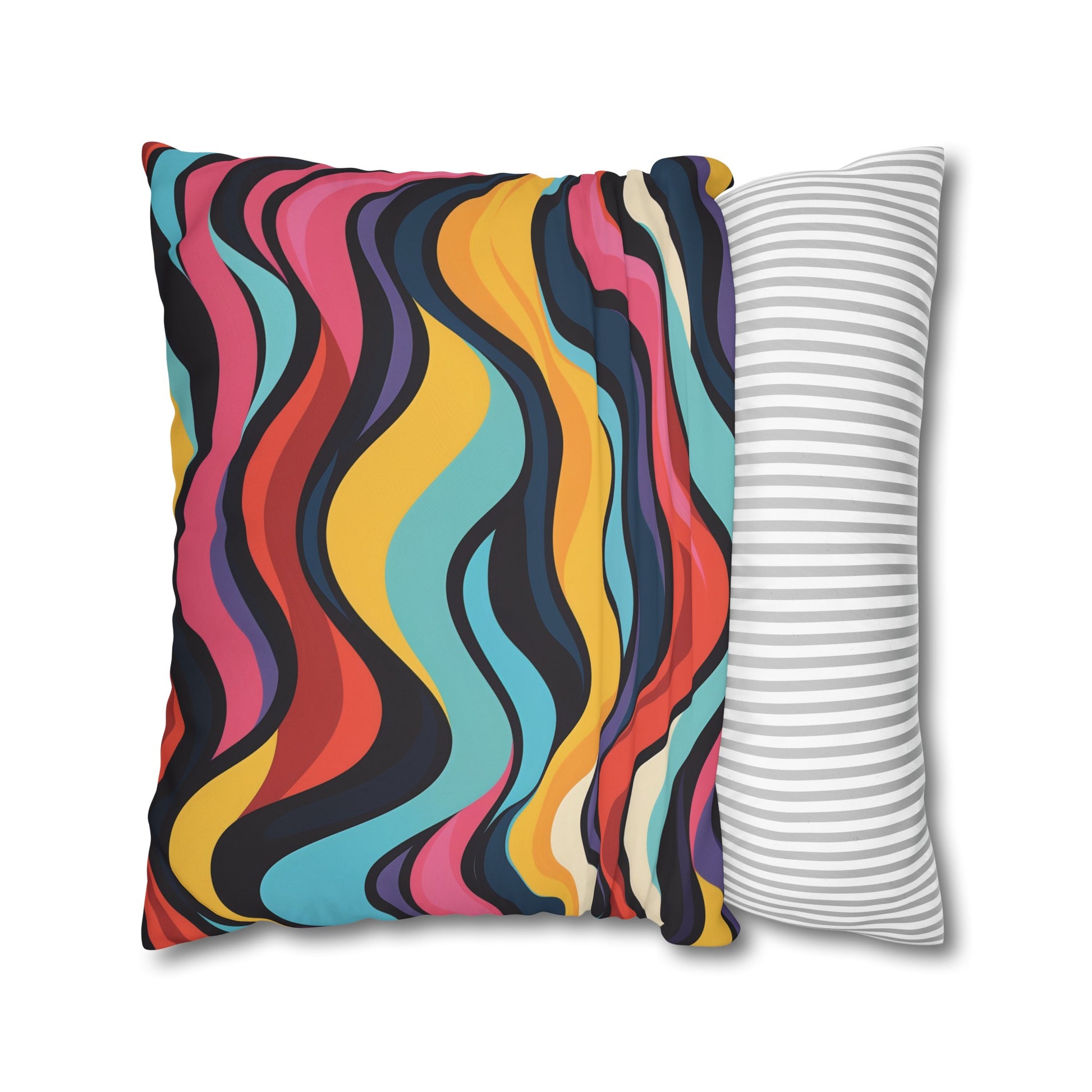 "Vibrant Retro Waves Pillow Case - Add retro style to your bedding with this seamless pattern in vibrant colors. Transform your bedroom today!"