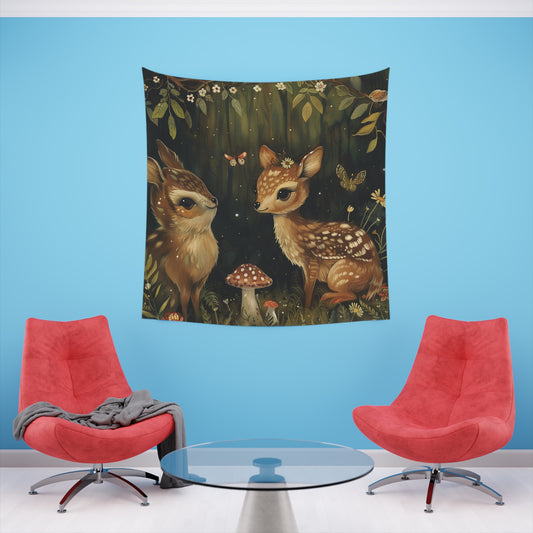 Whispers of the Woods: A Creature Tapestry | Wall Tapestry | All Over Print, AOP, Decor, Halloween, Home & Living, Home Decor, Indoor, Spring Essentials, Sublimation, Tapestry | Prints with Passion