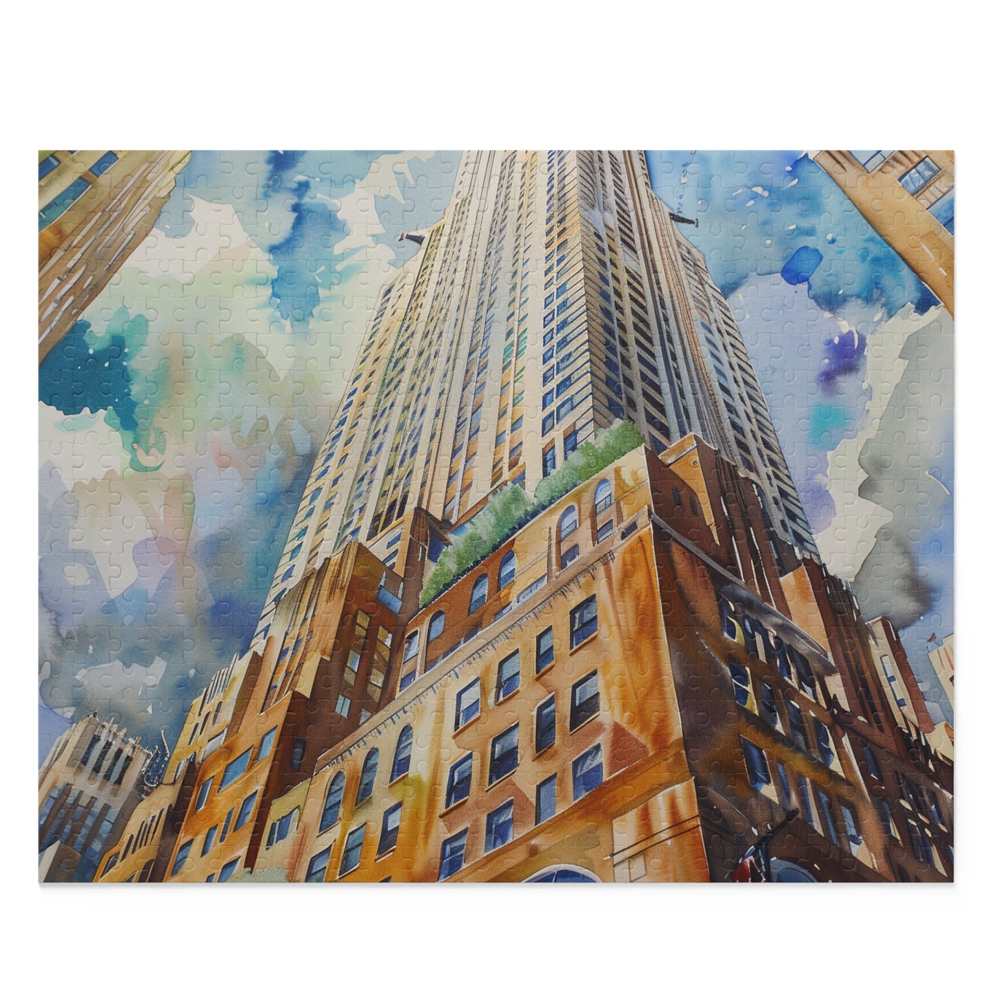 Chrysler Building Watercolor Puzzle | Puzzle | Back-to-School, Fall Picks, Games, Holiday Picks, Home & Living, Puzzles, TikTok, Valentine's Day, Valentine's Day Picks | Prints with Passion