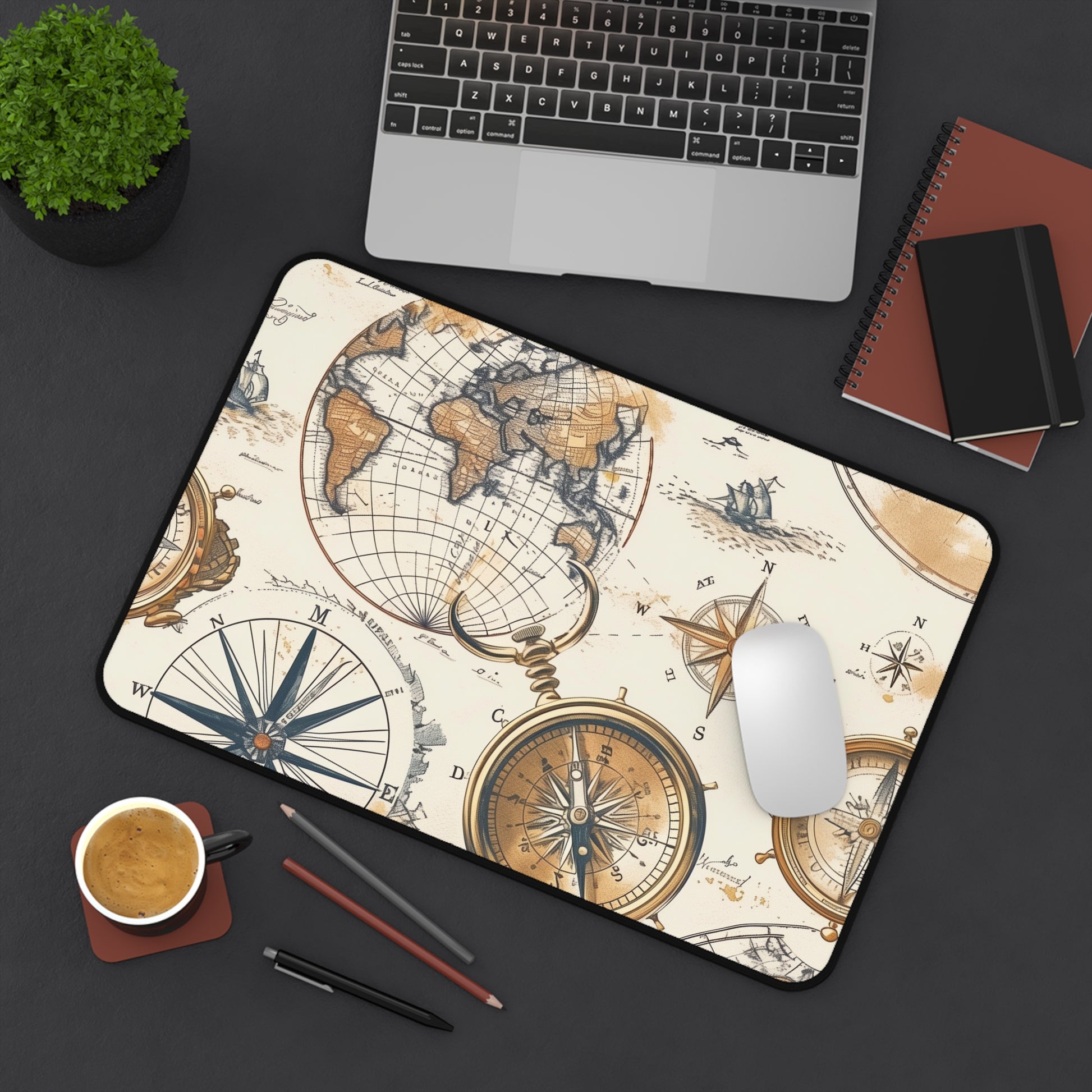 "Vintage Maps Desk Mat - Add Style to Workspace with Authentic Vintage Maps Pattern"