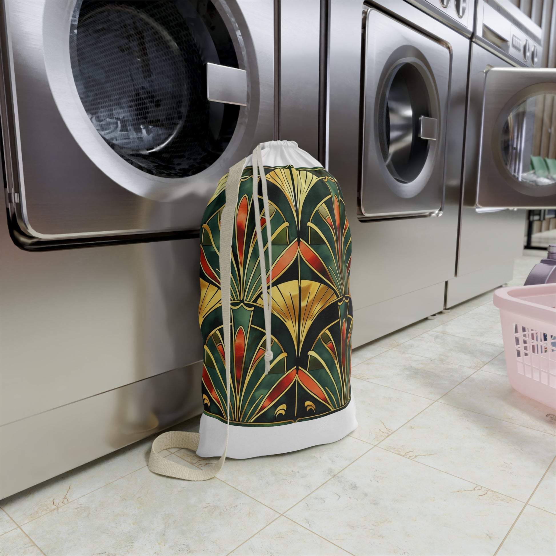 Art Deco Laundry Bag with Abstract Patterns - Elevate your laundry routine with sophisticated style.