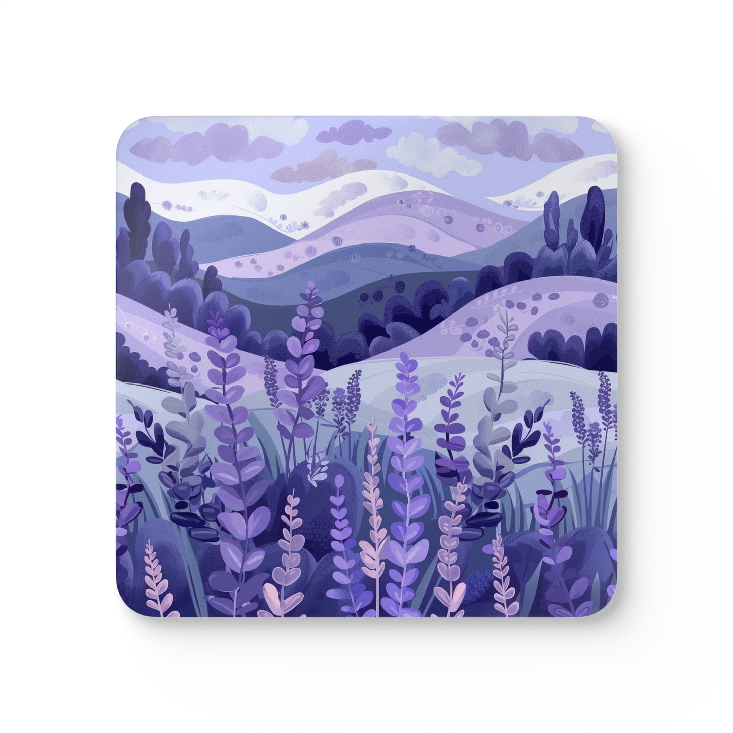 Serene Lavender Fields Coaster Set | Home Decor | Accessories, Coasters, Desk, Kitchen, Kitchen Accessories, Sublimation, Summer Picks | Prints with Passion