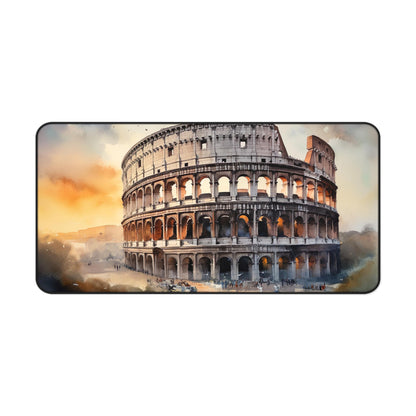 "Roman Colosseum desk mat - Transform your workspace with vibrant ancient history imagery"