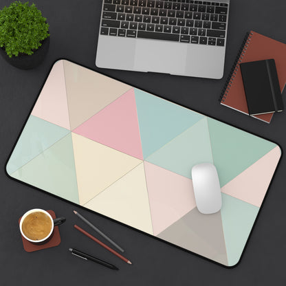 "Pastel Geometric Desk Mat - Stylish workspace accessory with soothing hues and seamless pattern"