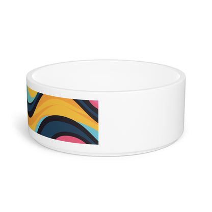 Vibrant Retro Waves Pet Bowl