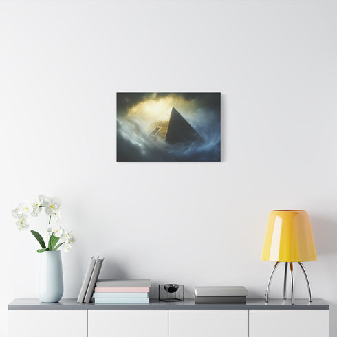 Pyramid Floating in Thunder Vortex — Canvas Wall Art — Kiln-Dried Pine Frame & Ready-to-Hang Back View