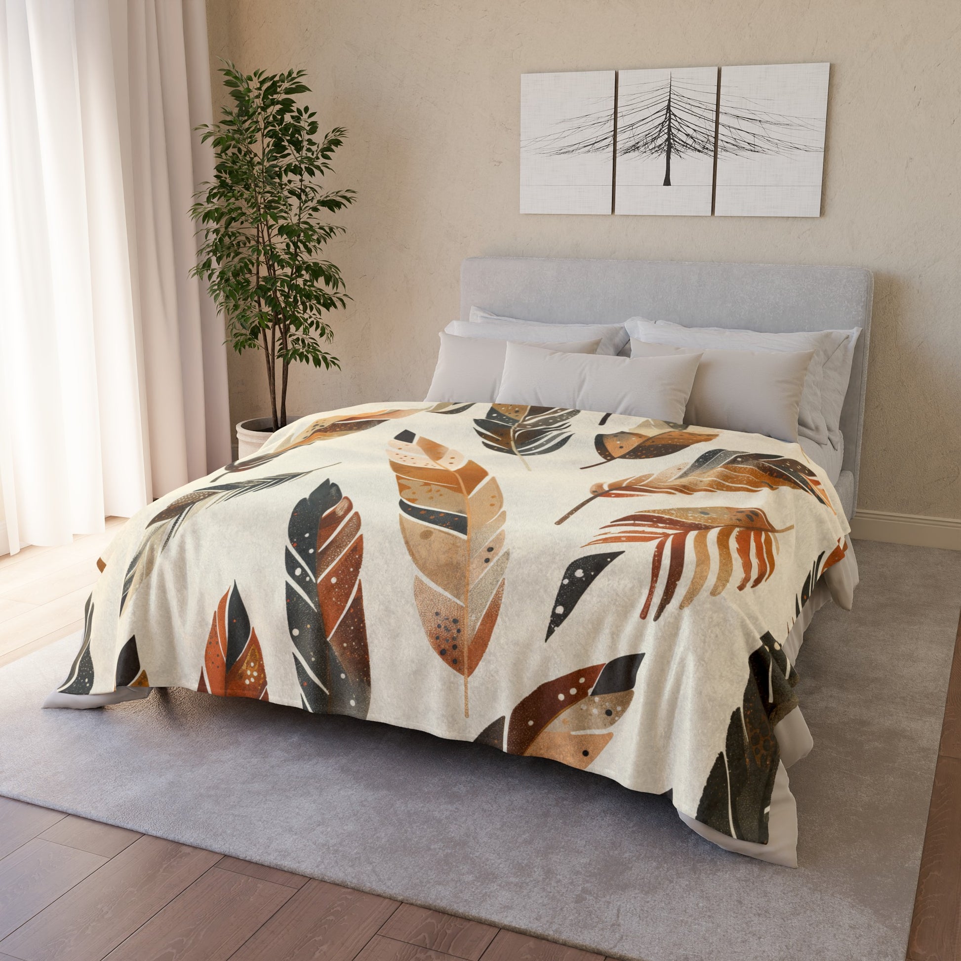 Boho Feathered Dream Blanket | Blanket | Bed, Bedding, Blankets, Home & Living, Indoor, Mother's Day, Rest, Sleep, Sublimation | Prints with Passion