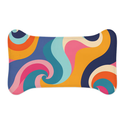 Retro Waves Pet Feeding Mat: Vibrant & Seamless