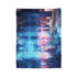 Digital Waterfall Cascading Across Skyline — Plush Fleece Throw Blanket — Folded Plush Blanket Detail