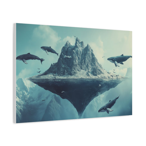 Floating Mountain Surrounded by Whales (Edition II) — Canvas Wall Art — Product Detail View 6