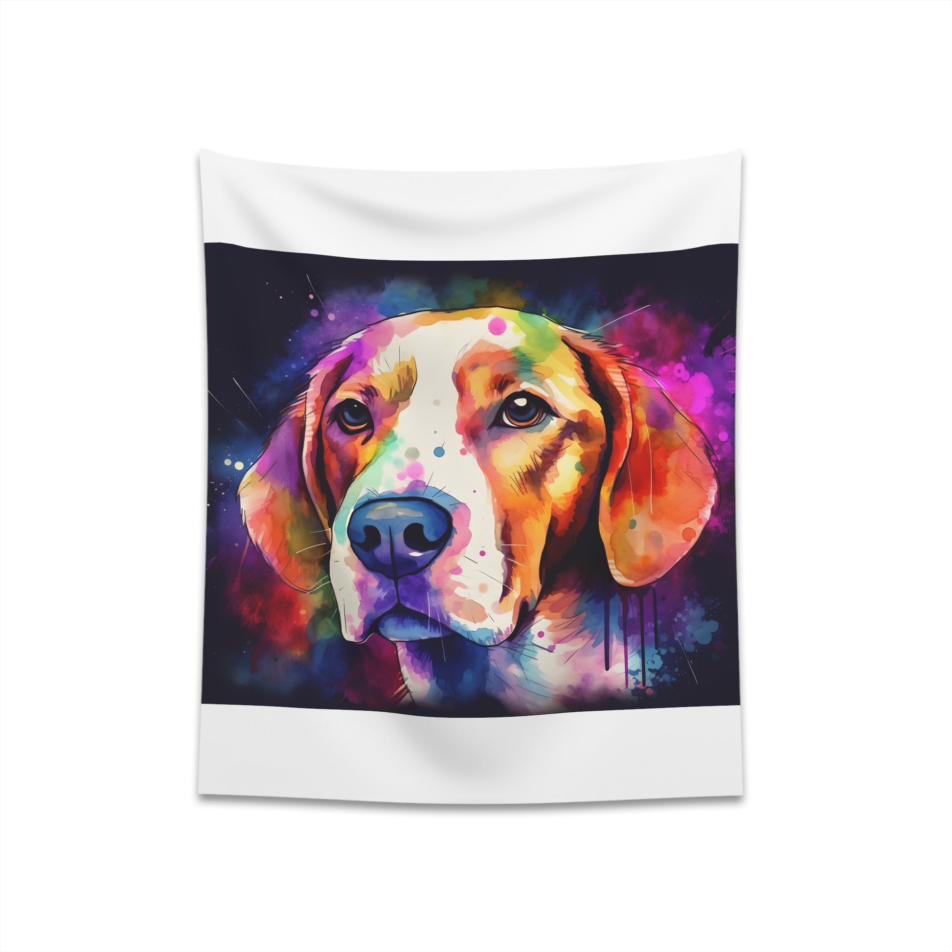 "Beagle Beauty Tapestry - Adorable design capturing curious nature, floppy ears. High-quality, stylish, perfect for all seasons. Great gift! Sizes: 34"x40", 57"x57"."