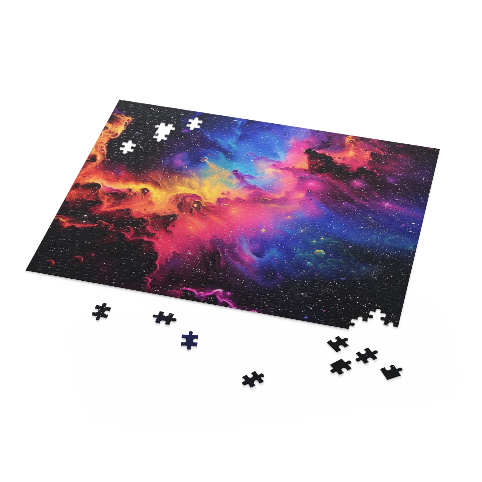 Neon Space Galaxy Jigsaw Puzzle - Vibrant colors and intricate details for space lovers