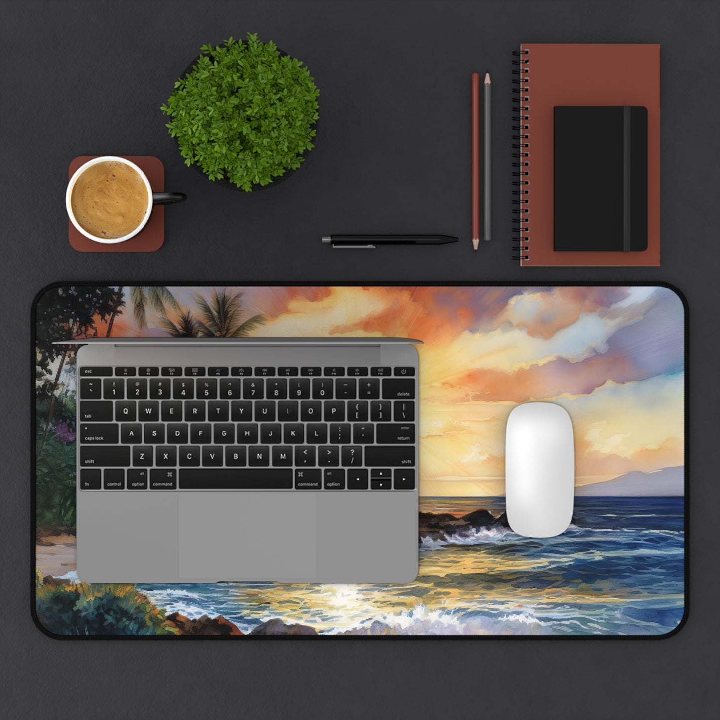 "Transform your workspace with Hawaii Beach Desk Mat - a tranquil paradise on your desk!"