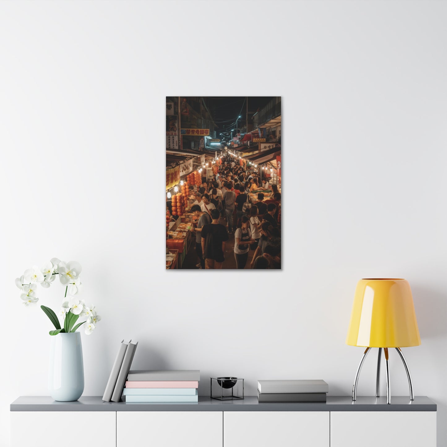 Night Market Lanterns Canvas: Glowing Asian Night Life Painting | Canvas | Art & Wall Decor, Canvas, Fall Picks, Hanging Hardware, Home & Living, Indoor, Top Spring Products, Valentine's Day promotion | Prints with Passion