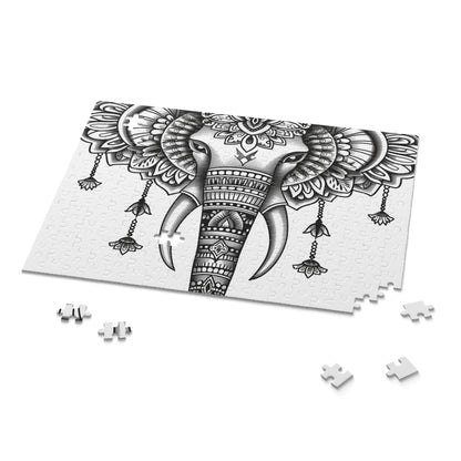 "Unwind with our Elegant Mandala Elephant Jigsaw Puzzle, intricate design for relaxation"