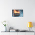 Burning Piano in Snowstorm Stretched Canvas Wall Art
