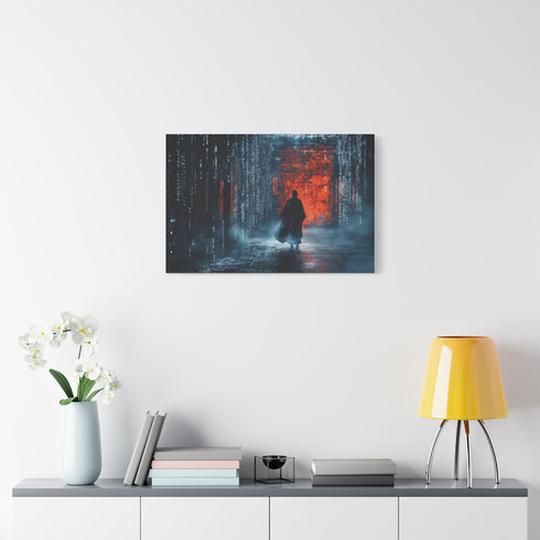 Samurai Walking Through Shattered Code — Canvas Wall Art — Product Detail View 7