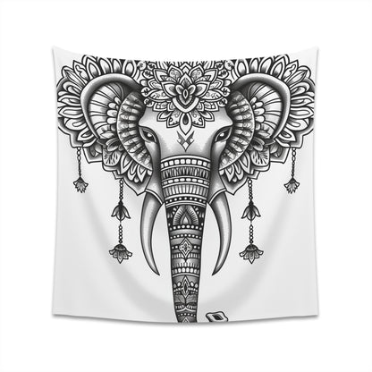 "Elephant Mandala Tapestry: Ornate Design Symbolizing Wisdom, Strength, and Fortune - Perfect Gift - High-Quality Material - All Seasons - 34" x 40" or 57" x 57""