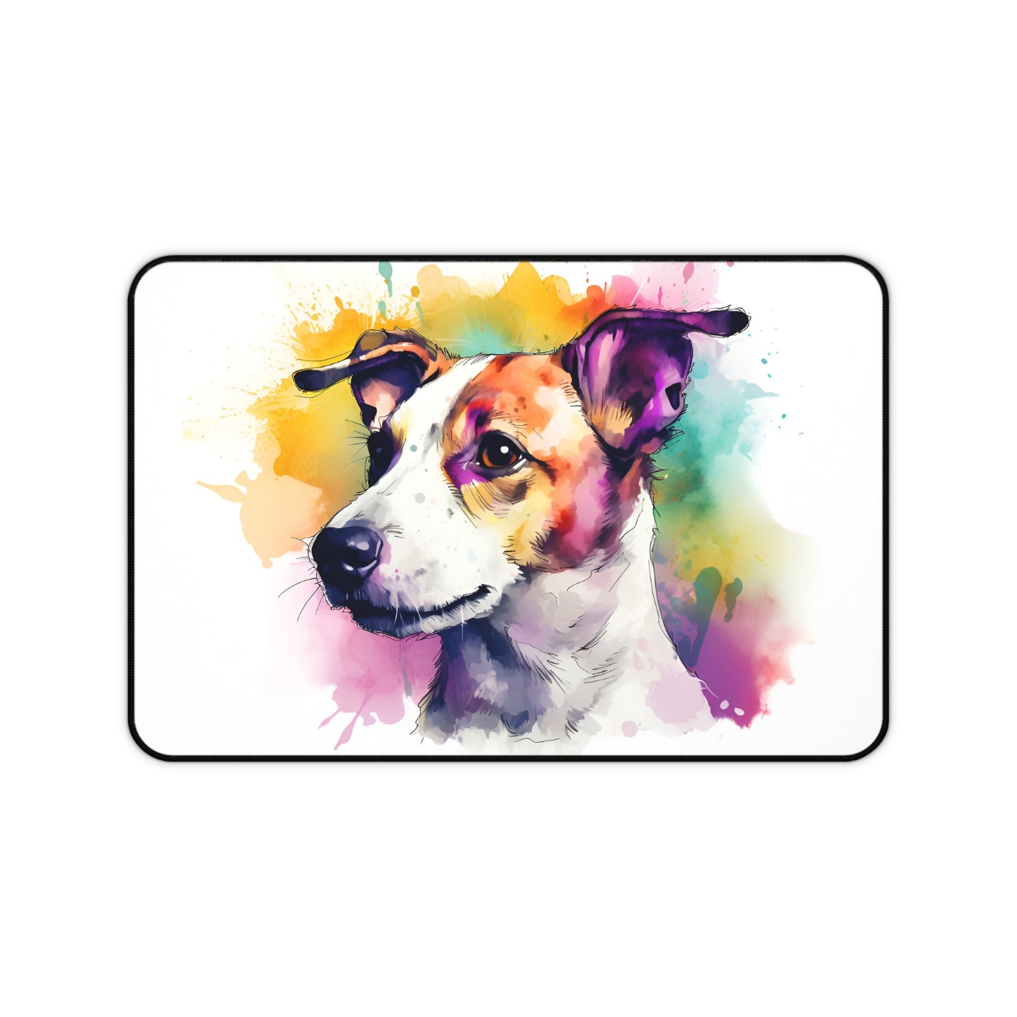 "Whimsical Jack Russell Pup Desk Mat, perfect for dog lovers' workspaces"