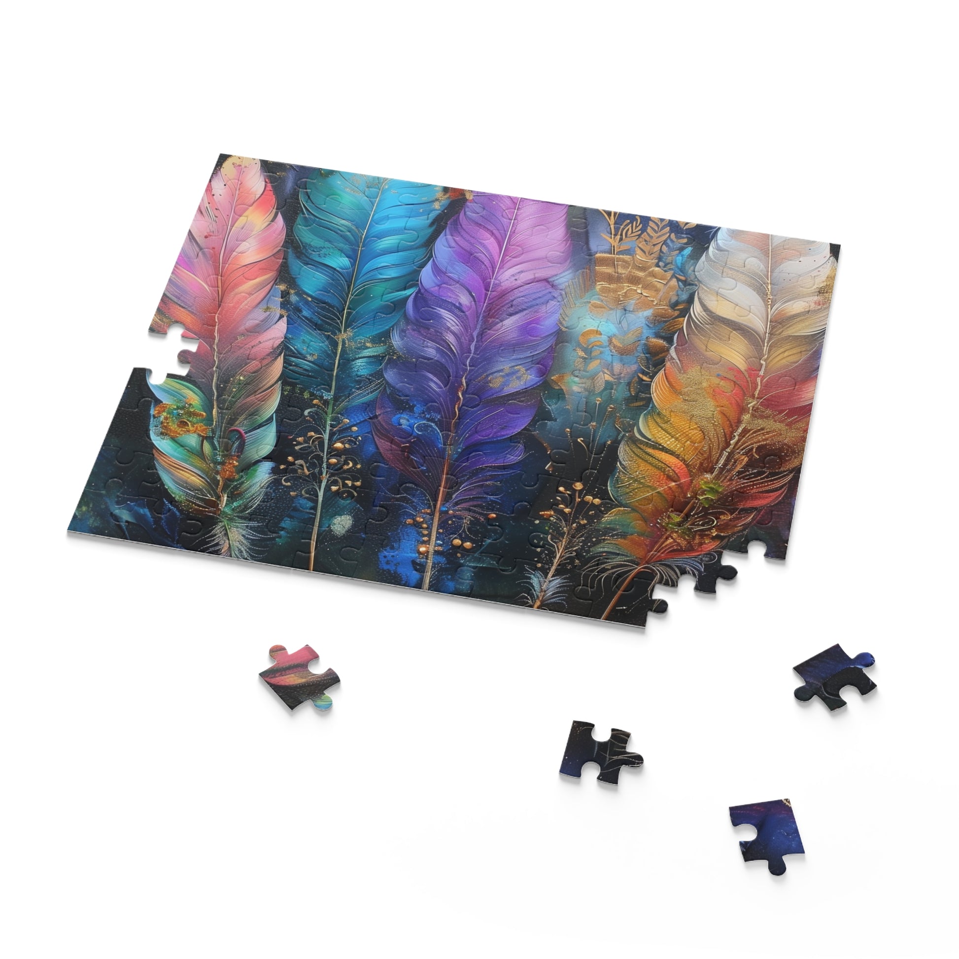 Bohemian Feathers Jigsaw Puzzle - Colorful and intricate design for relaxing mindfulness