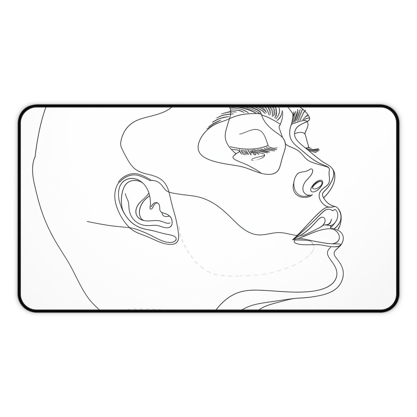 "Minimalist face line art desk mat for modern office decor"