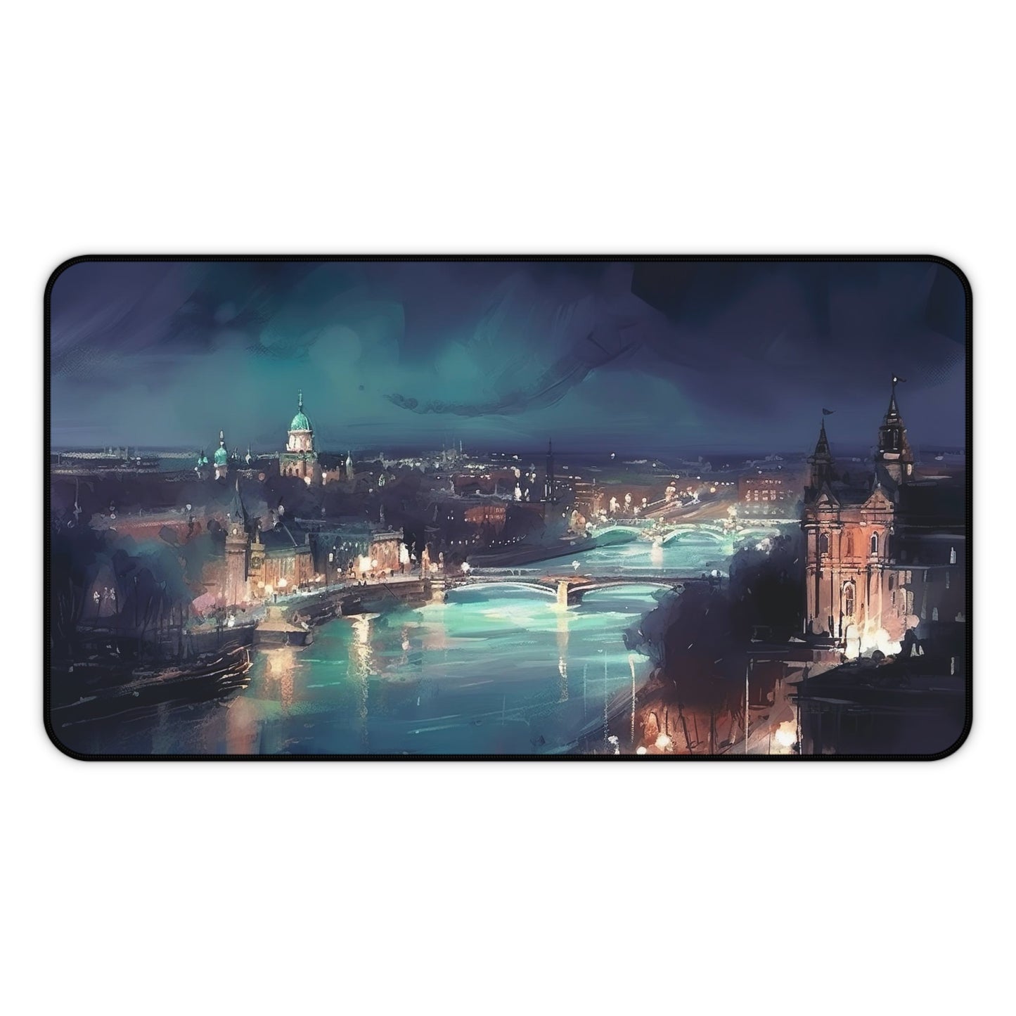 "London Night Desk Mat - Enhance your workspace with elegant cityscape design"