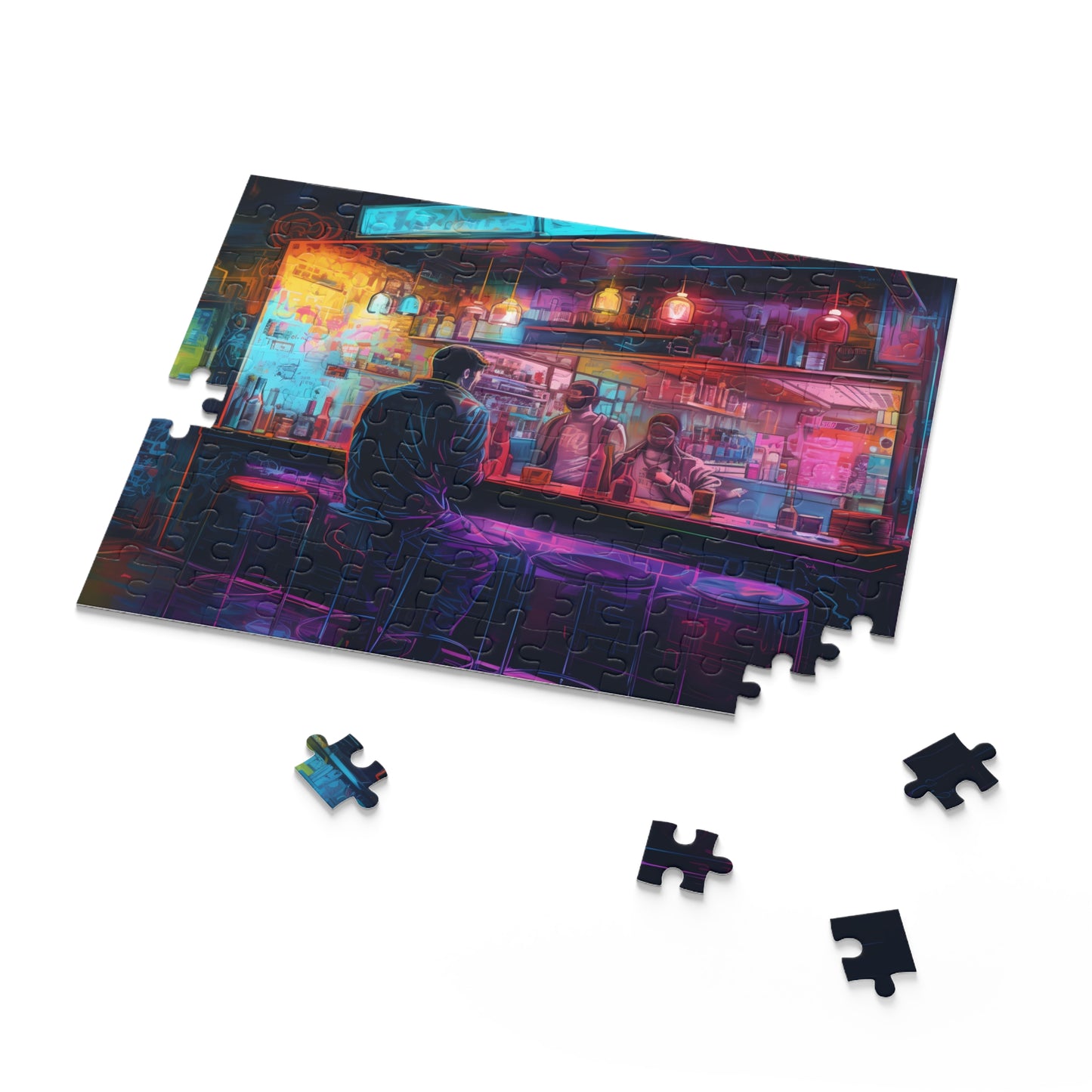 Neon Bar Watercolor Jigsaw Puzzle