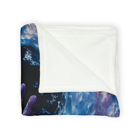 Cosmic Hand Reaching from Black Hole — Plush Fleece Throw Blanket — Product Detail View 5
