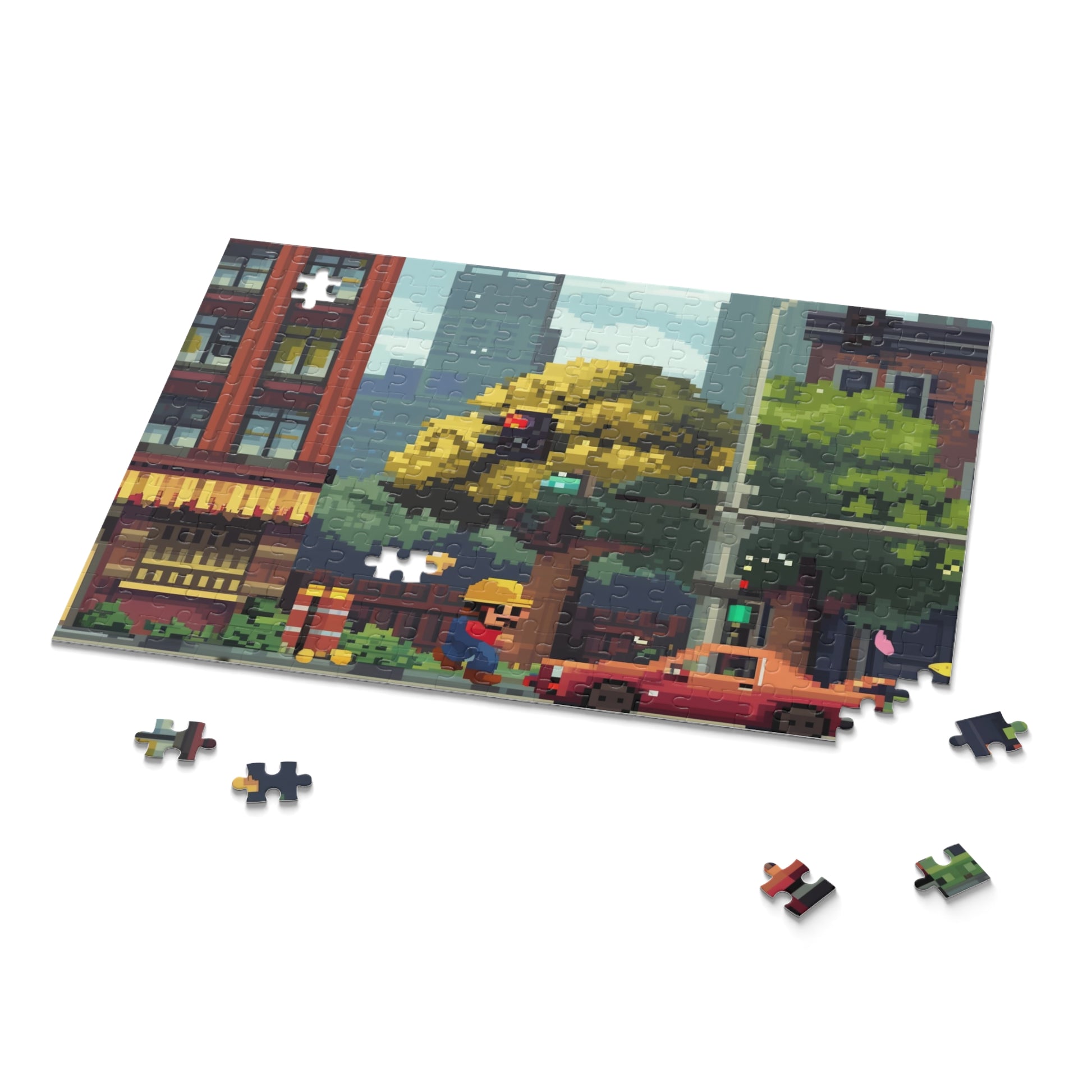 80s Pixel Puzzle Challenge - Retro video game pixel jigsaw puzzle for gamers and enthusiasts.