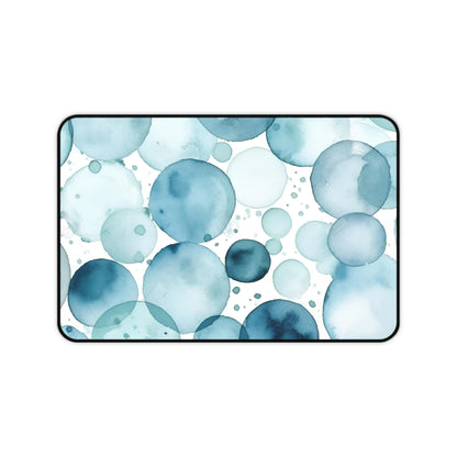 "EyeTide Desk Mat - Mesmerizing eye pattern in cool ice blue for stylish workspace decor"