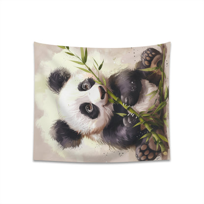 Adorable Panda Picnic Bamboo Feast Tapestry: High-quality, stylish, perfect for all seasons. Great gift idea!