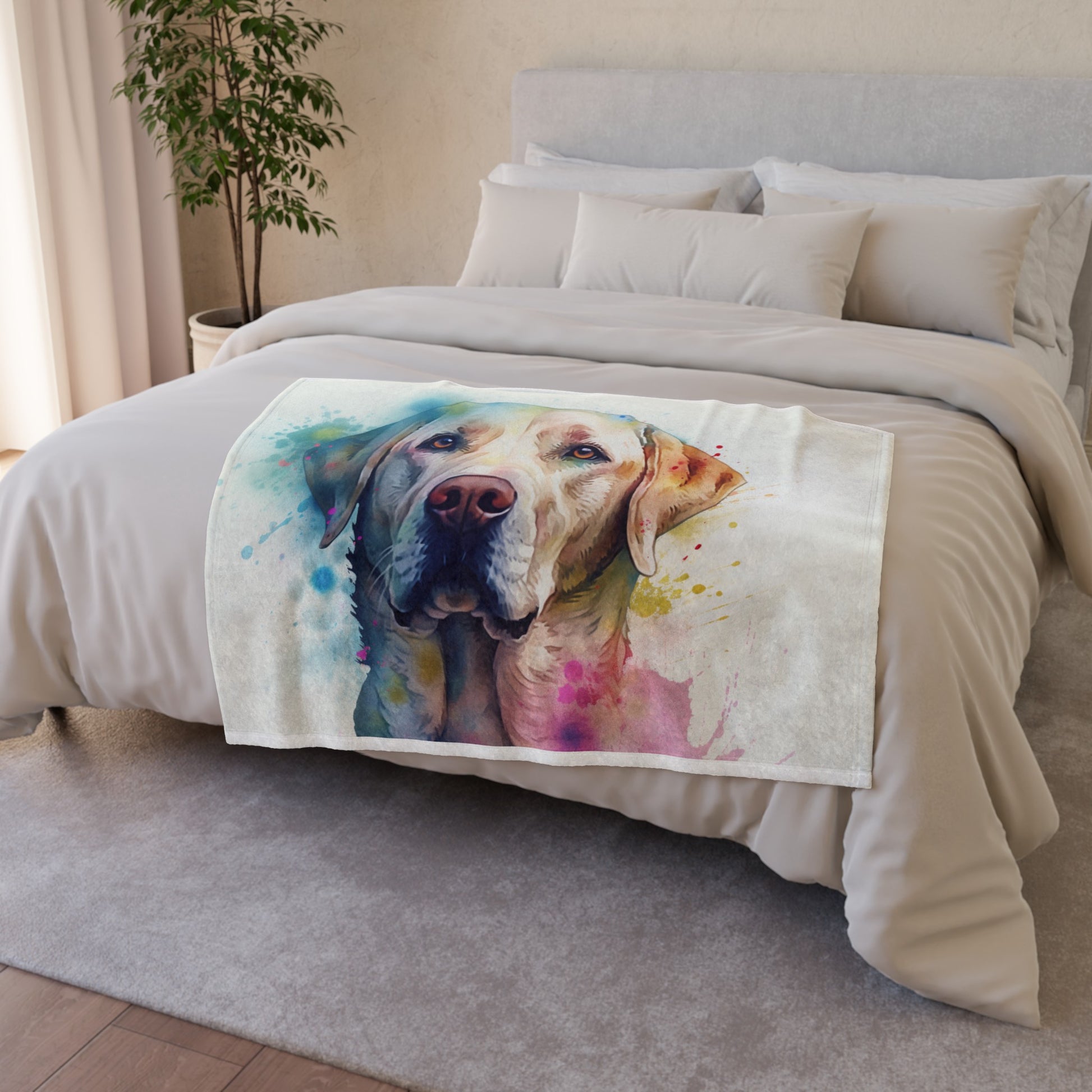 this blanket is a must-have for all Labrador lovers. Perfect for snuggling up on the couch or adding a touch of canine charm to any room