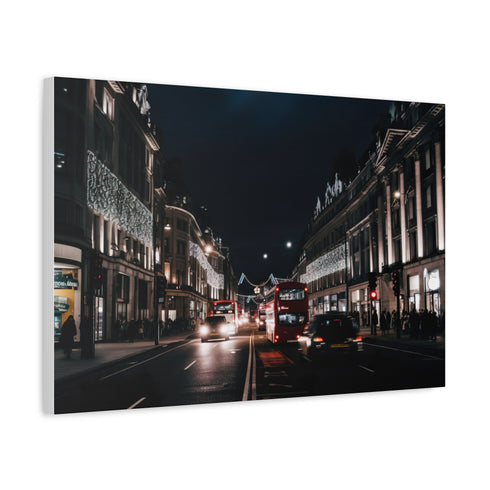 Oxford Street London at Night Illuminated Stretched Canvas Wall Art – Prints With Passion (View 3)