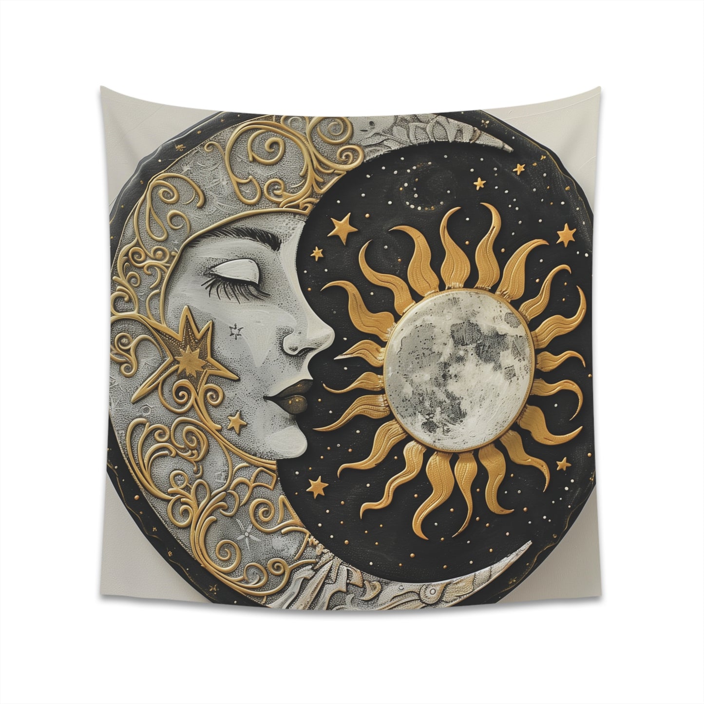 "Sun and Moon Mandala Tapestry: Embrace Celestial Balance in High-Quality Material - Perfect for All Seasons and Makes a Great Gift"