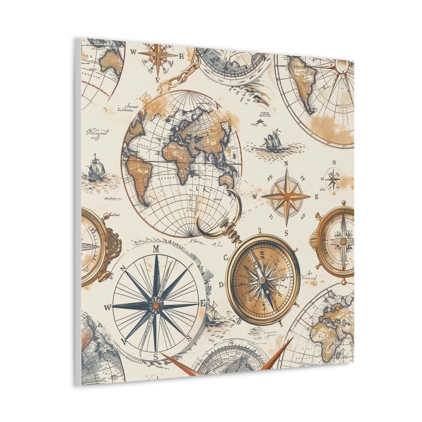 Vintage Maps Seamless Canvas Print