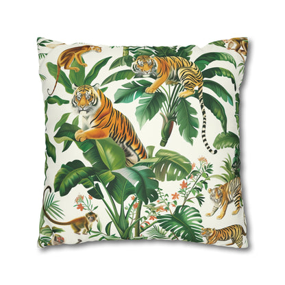 "Tiger Jungle Safari Pillowcase - Luxurious bedding with seamless tiger pattern for stylish bedroom decor"