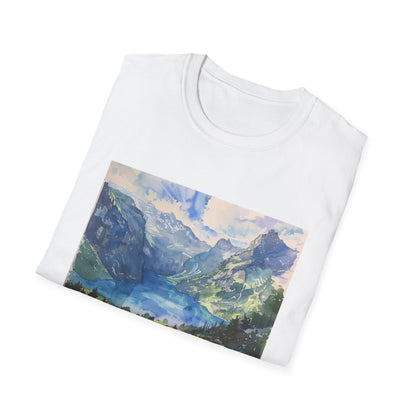 ## Majestic Peaks in Watercolor: The Swiss Alps T-shirt