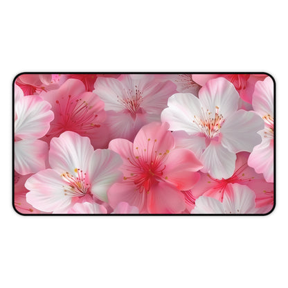 "Beautiful Cherry Blossom Desk Mat - Pink and White Seamless Pattern for Stylish Workspace"